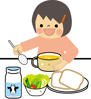 食事している女の子のイラスト